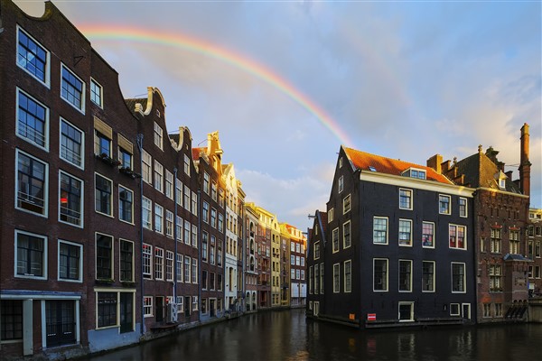 Amsterdam weather with rainbow